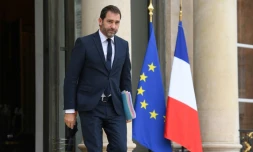 Le secrétaire d'Etat aux Relations avec le Parlement et porte-parole du gouvernement Christophe Castaner, quittant l'Elysée après un conseil des ministres, le 27 septembre 2017