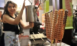 Ventes de gauffres le 14 octobre 2010 à La Defense (Hauts-de-Seine), près de Paris