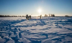 Des villageaois en Iakoutie, dans le nord-est de la Sibérie, le 27 novembre 2018