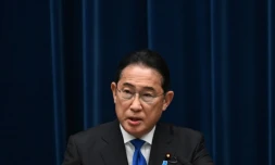 Le Premier ministre japonais  Fumio Kishida lors d'une conférence de presse à Tokyo le 14 août 2024