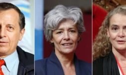 Photomontage fait le 12 octobre 2017 de portrait des astronautes français Jean-Loup Chrétien, Michel Tognini, Claudie Haigneré, canadienne Julie Payette et du Français Thomas Pesquet