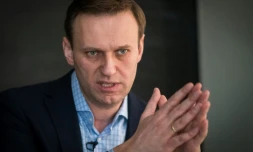 L'opposant russe Alexeï Navalny lors d'un entretien avec l'AFP, le 16 janvier 2018 à son siège de campagne à Moscou