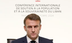 Le président Emmanuel Macron lors d'une conférence internationale sur le Liban, à Paris le 24 octobre 2024 