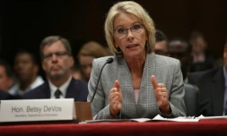La ministre américaine de l'Education, Betsy DeVos, s'adresse au Congrès le 6 juin 2017 à Washington
