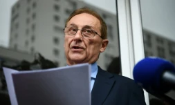 Didier Gailhaguet lors de l'annonce de sa démission de la présidence de la Fédération française des sports de glace (FFSG) le 8 février 2020 à Paris