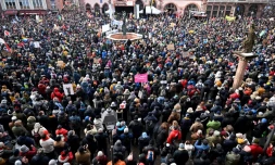 Manifestation contre le parti allemand d'extrĂȘme droite AfD, le 20 janvier 2024 Ă Francfort