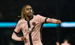 L'attaquant parisien Bradley Barcola auteur d'un doublé contre Rennes, le 27 septembre 2024 au Parc des Princes  