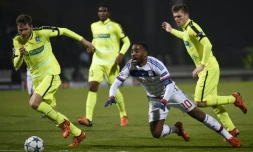 L'attaquant de l'OL Alexandre Lacazette face à La Gantoise, le 24 novembre 2015 à Gerland