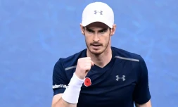 Le Britannique Andy Murray après sa victoire contre le Tchèque Tomas Berdych, le 4 novembre 2016 à Paris-Bercy