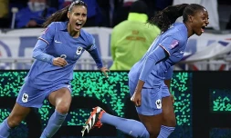 Kadidiatou Diani aprÚs son but contre l'Allemagne à Decines-Charpieu le 23 février 2024