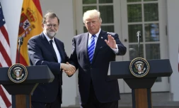 Le Premier ministre espagnol Mariano Rajoy et le président américain Donald Trump à la Maison Blanche à Washington, le 26 septembre 2017