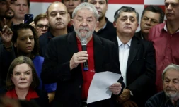 L'ancien président brésilien Luiz Inacio Lula Da Silva, lors d'une conférence de presse à Sao Paulo, le 13 juillet 2017