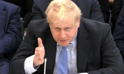 L'ancien Premier ministre britannique lors d'une audience du Comité des privilèges parlementaires, le 22 mars 2023 à Londres