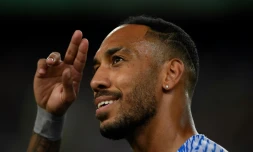 L'attaquant gabonais Pierre-Emerick Aubameyang sous le maillot du FC Barcelone, à Barcelone, le 24 août 2022