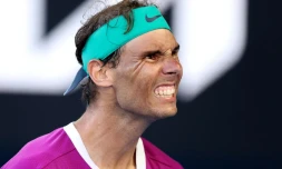L'Espagnol Rafael Nadal contre le Canadien Denis Shapovalov en quarts de finale de l'Open d'Australie le 25 janvier
