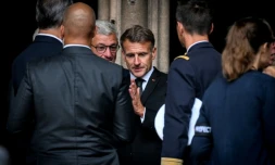 Le chef de l'Etat Emmanuel Macron aux obséques de François Patriat le 25 août 2026, à Semur-en-Auxois (Côte d'or)