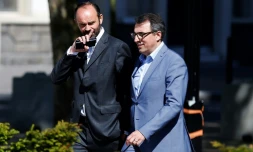 Le maire du Havre Luc Lemonnier (d) et le Premier ministre Edouard Philippe, le 20 mai 2017