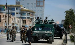 Les forces de sécurité afghanes lors d'une précédente attaque à Mazar-i-sharif, en Afghanistan, le 9 avril 2015