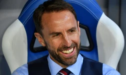 Le sélectionneur de l'Angleterre Gareth Southgate avant le quart de finale du Mondial contre la Suède, le 7 juillet 2018 à Samara