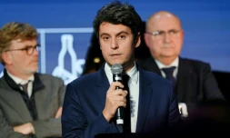 Le Premier ministre français Gabriel Attal s'exprime au Salon de l'agriculture, le 25 février 2024 à Paris