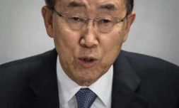 L'ex-secrétaire général de l'ONU Ban Ki-moon, le 31 janvier 2017 à Séoul  lors d'une conférence de presse