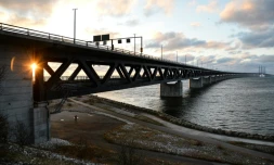 Le pont d'Oresud le 3 janvier 2016 à la frontière entre la Suède et le Danemark