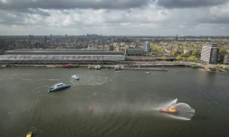 Une vue d'Amsterdam, depuis la tour "A'Dam", le 13 avril 2017