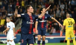 Le milieu parisien Julian Draxler lance le PSG sur la voie d'un large succès face à Saint-Etienne au Parc des Princes, le 14 septembre 2018
