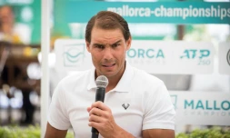 Rafael Nadal lors d'un point presse à Santa Ponsa, près de Majorque, le 17 juin 2022 