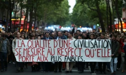 Manifestation devant le ministĂšre de la SantĂ© Ă Paris contre l'arrĂȘt des soins prodiguĂ©s Ă Vincent Lambert, le 20 mai 2019