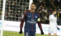 Le défenseur brésilien du Paris Saint-Germain, Thiago Silva, au cours du match gagné 3-0 devant l'Olympique de Marseille, le 25 février 2018 au Parc des Princes à Paris