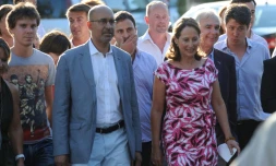 Le président des MJS Thierry Marchal-Beck (G), Harlem Désir, Ségolène Royal et le maire de La Rochelle Maxime Bono, à La Rochelle le 22 août  2013