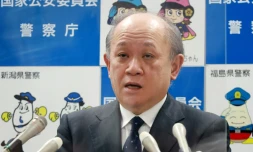 Le chef de la police nationale japonaise Itaru Nakamura lors d'une conférence de presse à Tokyo, le 25 août 2022