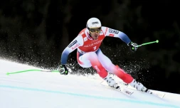 Le Français Johan Clarey lors d'une descente d'entraînement, le 31 janvier 2020 à Garmisch-Partenkirchen  