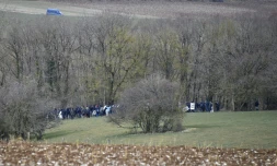 Rassemblement contre le projet d'enfouissement des déchets nucléaires à Bure (Meuse) le 4 mars 2018, près du bois Lejuc, qui avait alors été évacué