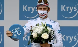 Le Slovène Tadej Pogacar vainqueur de la 5e étape du Tour de France, un contre-la-montre entre Change et Laval, le 30 juin 2021