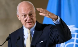 L'envoyé spécial de l'Onu pour la Syrie Staffan de Mistura à l'issue d'une réunion du groupe de travail sur l'aide humanitaire en Syrie, à GenÚve le 15 septembre 2016