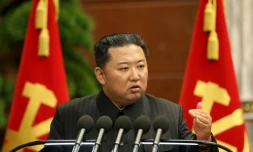 Le dirigeant nord-coréen Kim Jong Un s'exprime devant le Bureau politique du Comité central du Parti des travailleurs, le 2 septembre 2021 à Pyongyang