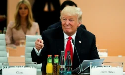 Le président américain Donald Trump lors d'une session de travail du G20, le 8 juillet 2017 à Hambourg