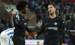 Willian avec Eden Hazard, sous le maillot de Chelsea, le 12 décembre 2017