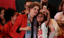 La présidente suspendue du Brésil, Dilma Rousseff, le 8 juillet 2016 à Sao Paulo, au Brésil