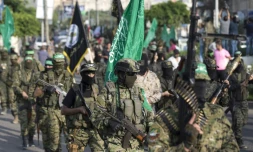 Des membres des brigades Ezzedine al-Qassam, le bras armé du Hamas, défilent à Gaza le 25 juillet 2017