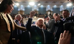 Le président américain Donald Trump à l'issue de son discours au Congrès, à Washington, le 4 mars 2025