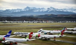 Des avions en stockage auprÚs de la société TARMAC Aerosave à Azereix (France) le 4 février 2021