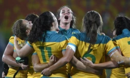 Les Australiennes sacrées championnes olympiques en rugby à VII, le 8 août 2016 à Rio
