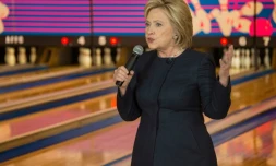 Hillary Clinton, candidate aux primaires démocrates, le 27 janvier 2016 à Adel, dans l'Iowa