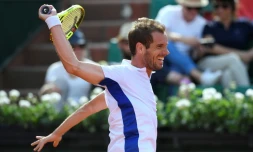 Richard Gasquet, vainqueur du Belge Arthur De Greef pour son entrée à Roland-Garros, le 29 mai 2017