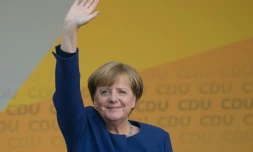 La chancelière allemande Angela Merkel lors d'un meeting de campagne, le 21 septembre 2017 à Fritzlar