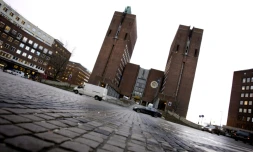 Photo prise le 6 décembre 2007 de la mairie d'Oslo