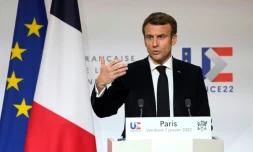Emmanuel Macron lors d'une conférence de presse à l'Elysee, le 7 janvier 2022